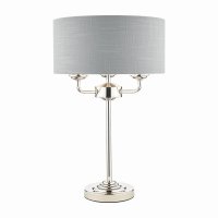 Laura Ashley Sorrento 3 Light Table Lamp Polished Nickel with Silver Shade