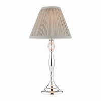 Laura Ashley Ellis Table Lamp Polished Chrome with Grey Shade