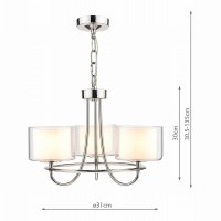 Laura Ashley Southwell 3lt Chandelier Polished Nickel & Glass Shades