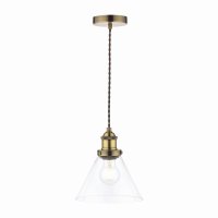Laura Ashley Isaac Pendant Antique Brass Glass