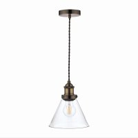 Laura Ashley Isaac Pendant Antique Brass Glass