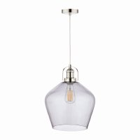 Laura Ashley Rye Pendant Polished Nickel Smoked Glass
