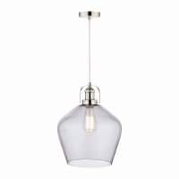 Laura Ashley Rye Pendant Polished Nickel Smoked Glass