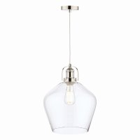 Laura Ashley Rye Pendant Polished Nickel Clear Glass