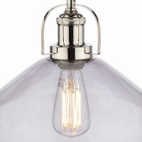 Laura Ashley Rye Pendant Polished Nickel Smoked Glass
