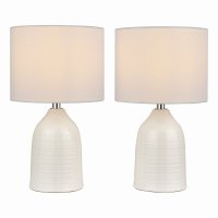 Laura Ashley Penny Twin Pack Table Lamp Cream with Shade