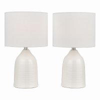 Laura Ashley Penny Twin Pack Table Lamp Cream with Shade