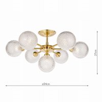 Laura Ashley Atherton 7lt Semi Flush Satin Brass Glass