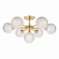Laura Ashley Atherton 7lt Semi Flush Satin Brass Glass