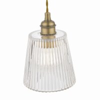 Laura Ashley Callaghan Pendant Antique Brass Ribbed Glass