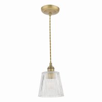 Laura Ashley Callaghan Pendant Antique Brass Ribbed Glass
