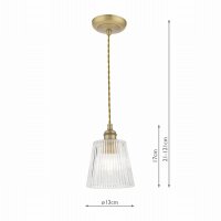 Laura Ashley Callaghan Pendant Antique Brass Ribbed Glass