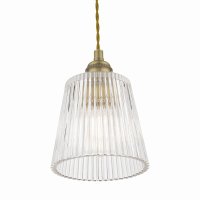 Laura Ashley Callaghan Pendant Antique Brass Ribbed Glass