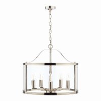 Laura Ashley Harrington 5lt Pendant Polished Nickel Glass