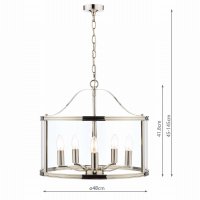 Laura Ashley Harrington 5lt Pendant Polished Nickel Glass