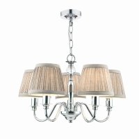 Laura Ashley Ellis 5lt Pendant Polished Chrome with Shades