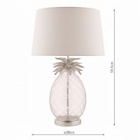 Laura Ashley Pineapple Table Lamp Clear Cut Glass & Brushed Chrome with Shade