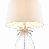 Laura Ashley Pineapple Table Lamp Clear Cut Glass & Brushed Chrome with Shade