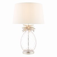 Laura Ashley Pineapple Table Lamp Clear Cut Glass & Brushed Chrome with Shade