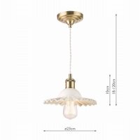 Laura Ashley Beca Small Pendant White Ceramic Antique Brass