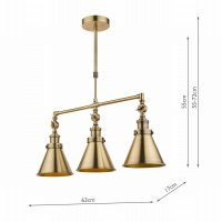 Laura Ashley Rufus 3lt Bar Pendant Antique Brass