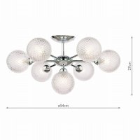 Laura Ashley Atherton 7lt Semi Flush Polished Chrome Glass