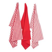 Judge Textiles 3 Pack Tea Towels - Red Check