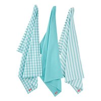 Judge Textiles 3 Pack Tea Towels - Turquoise Check