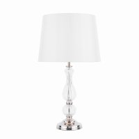 Laura Ashley Bradshaw Table Lamp Polished Nickel & Ribbed Glass with Shade