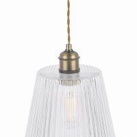 Laura Ashley Callaghan Grand Pendant Antique Brass & Ribbed Glass