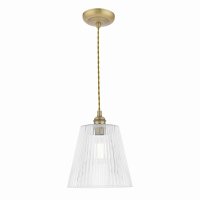 Laura Ashley Callaghan Grand Pendant Antique Brass & Ribbed Glass