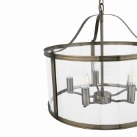 Laura Ashley Harrington 5 Light Pendant Antique Brass & Glass