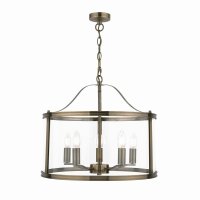 Laura Ashley Harrington 5 Light Pendant Antique Brass & Glass