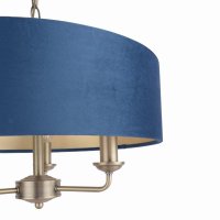 Laura Ashley Sorrento 3 Light Shadelier Matt Antique Brass & Blue Shade