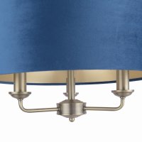 Laura Ashley Sorrento 3 Light Shadelier Matt Antique Brass & Blue Shade