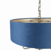 Laura Ashley Sorrento 3 Light Shadelier Matt Antique Brass & Blue Shade