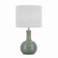 Laura Ashley Padley Table Lamp Green Ceramic & Antique Brass with Shade