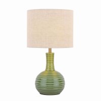 Laura Ashley Padley Table Lamp Green Ceramic & Antique Brass with Shade