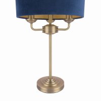 Laura Ashley Sorrento 3 Light Table Lamp Antique Brass & Blue Shade