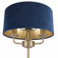 Laura Ashley Sorrento 3 Light Table Lamp Antique Brass & Blue Shade