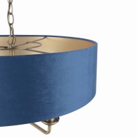Laura Ashley Sorrento 6 Light Pendant Matt Antique Brass & Blue Shade
