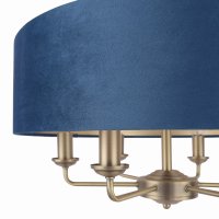 Laura Ashley Sorrento 6 Light Pendant Matt Antique Brass & Blue Shade