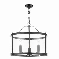 Laura Ashley Harrington 3 Light Pendant Matt Black and Glass