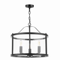 Laura Ashley Harrington 3 Light Pendant Matt Black and Glass