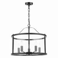 Laura Ashley Harrington 5 Light Pendant Matt Black and Glass
