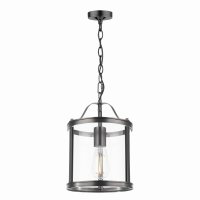 Laura Ashley Harrington Single Pendant Matt Black and Glass