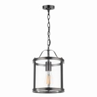 Laura Ashley Harrington Single Pendant Matt Black and Glass
