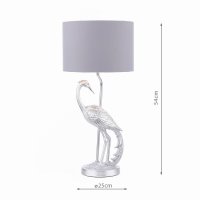 Laura Ashley Tregaron Heron Table Lamp Silver with Shade