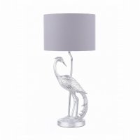 Laura Ashley Tregaron Heron Table Lamp Silver with Shade