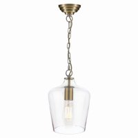 Laura Ashley Ockley Single Pendant Antique Brass and Champagne Glass